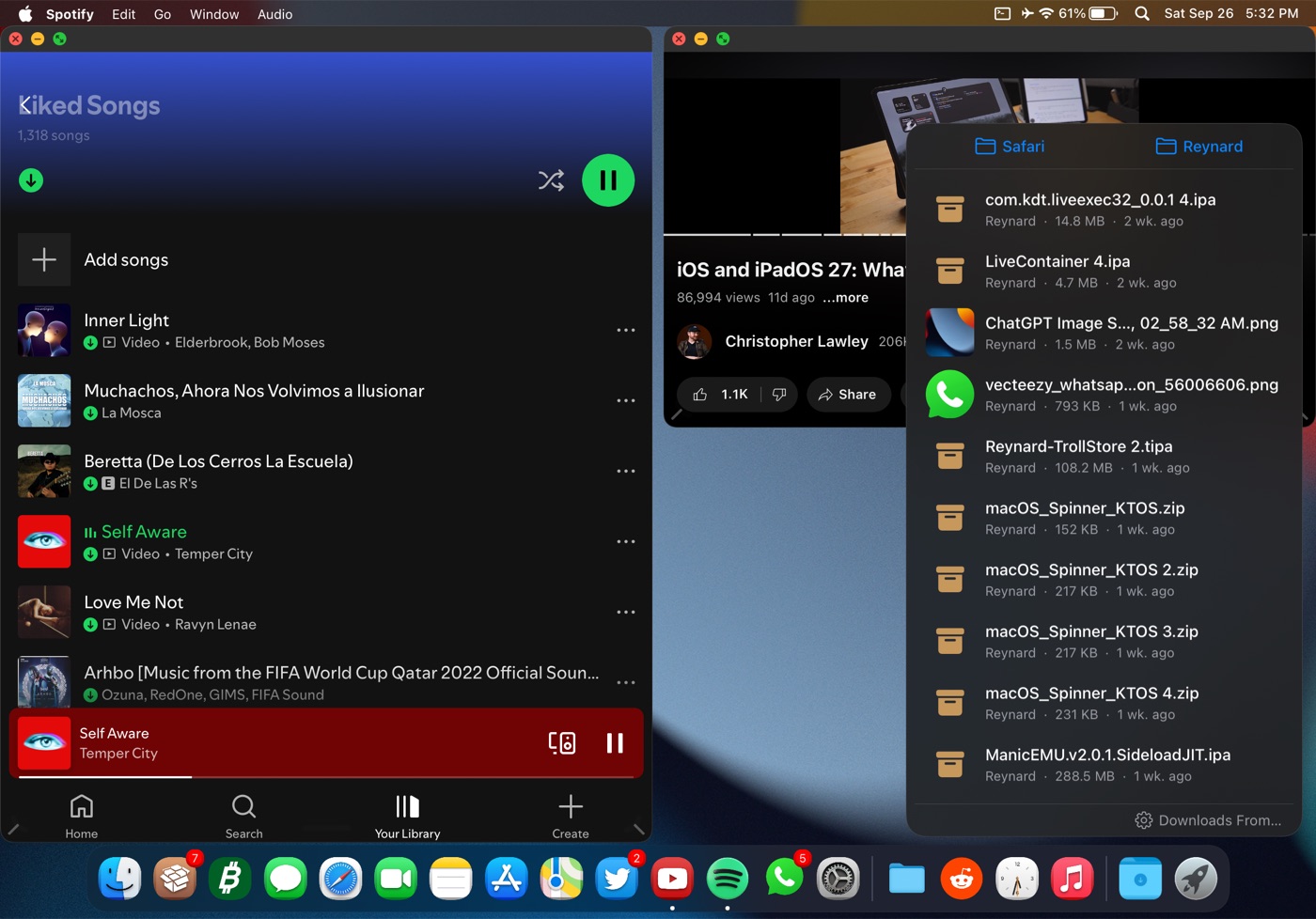 The Dock Downloads stack